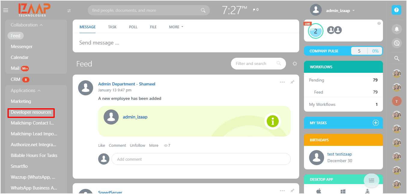 Navigate to Developer Resources