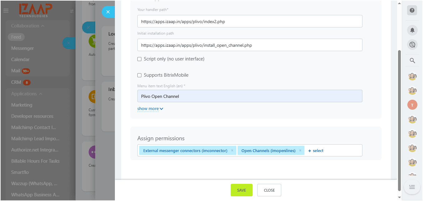 Connect Plivo Open Channel